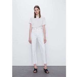 Zara Straight Leg White Jeans Size 0